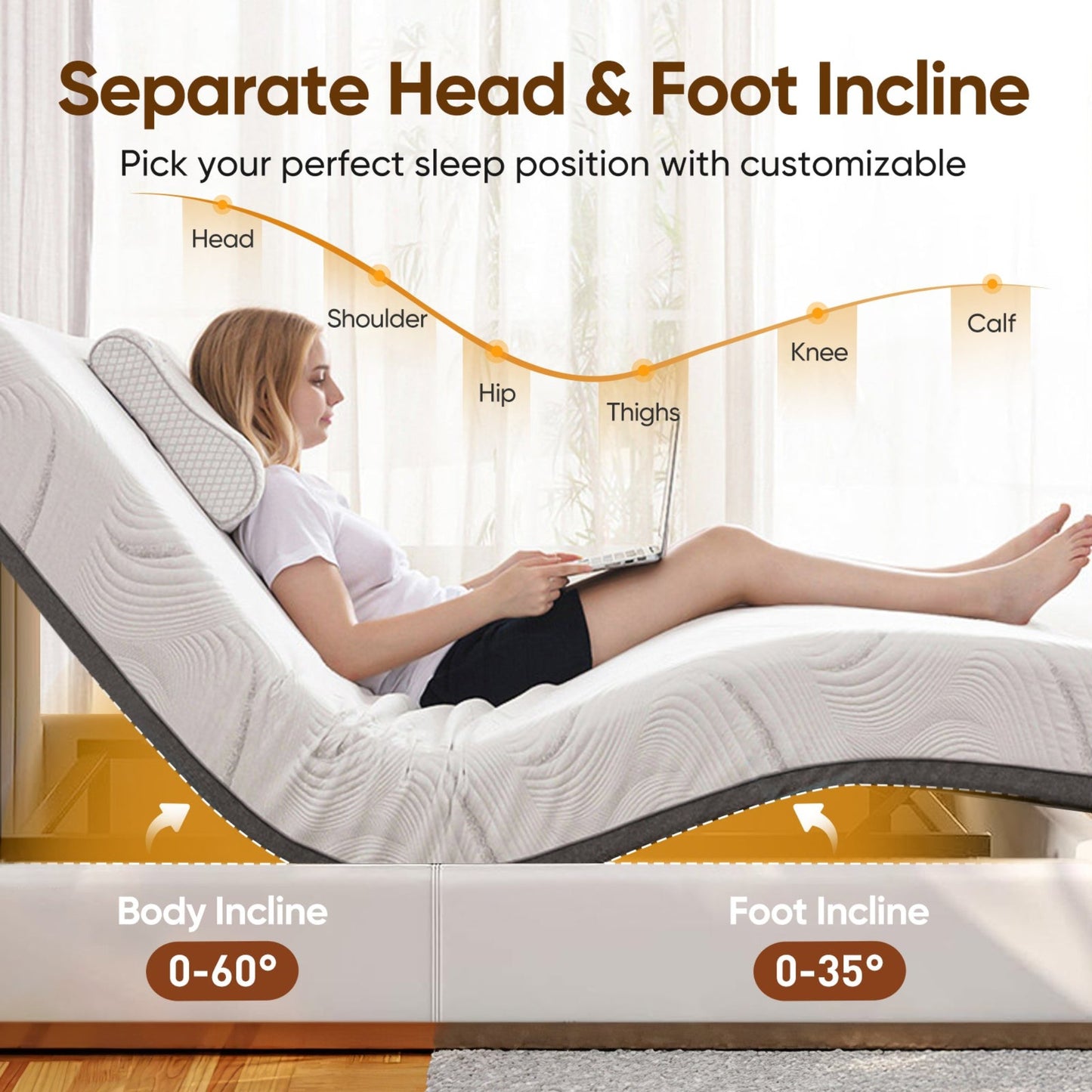 Adjustable Bed Frame TXL Split King Size for Living Room