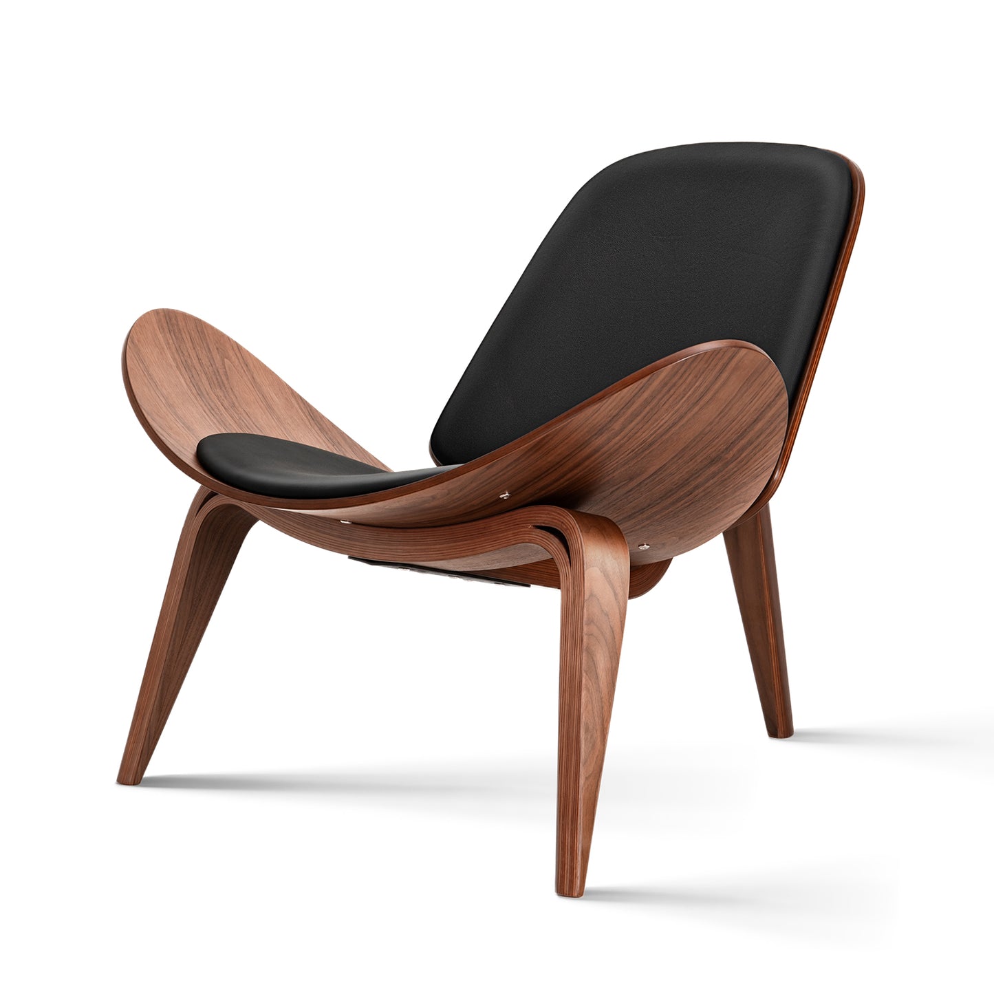 Nordic Three-Legged Shell Chair Faux Leather Armchair for Living Room Office Furniture