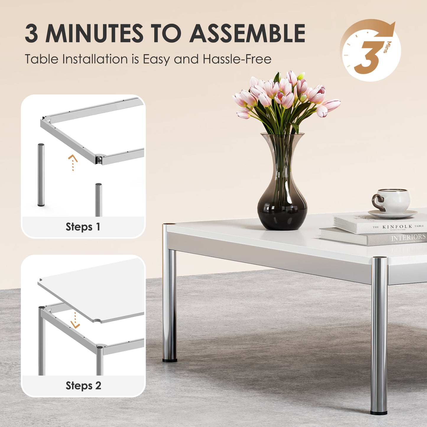 Replica USM Haller Side Coffee Table With Stainless Steel Base