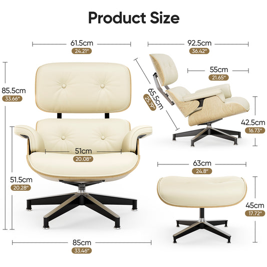 Replica Genuine Leather Eames Lounge Chair and Ottoman