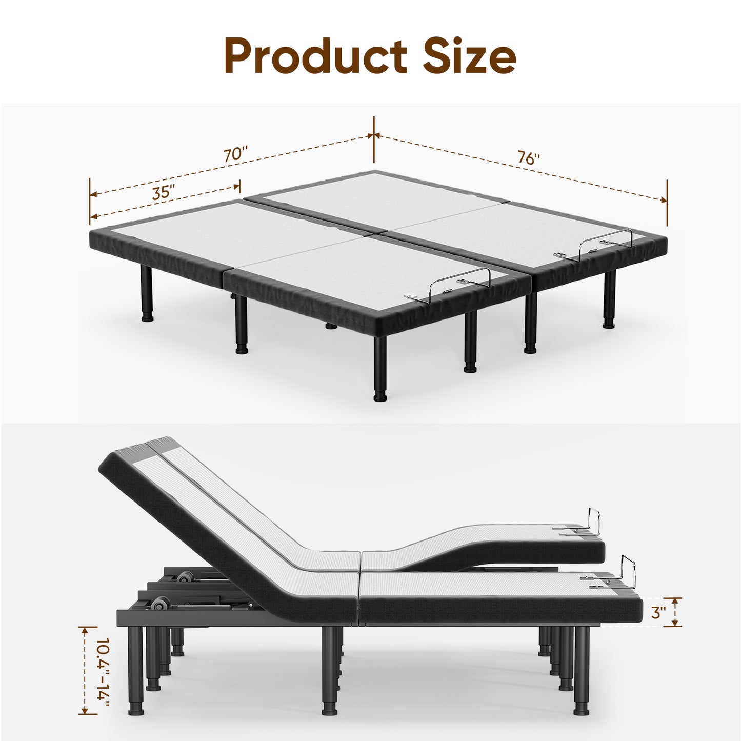 Adjustable Bed Frame TXL Split King Size for Living Room