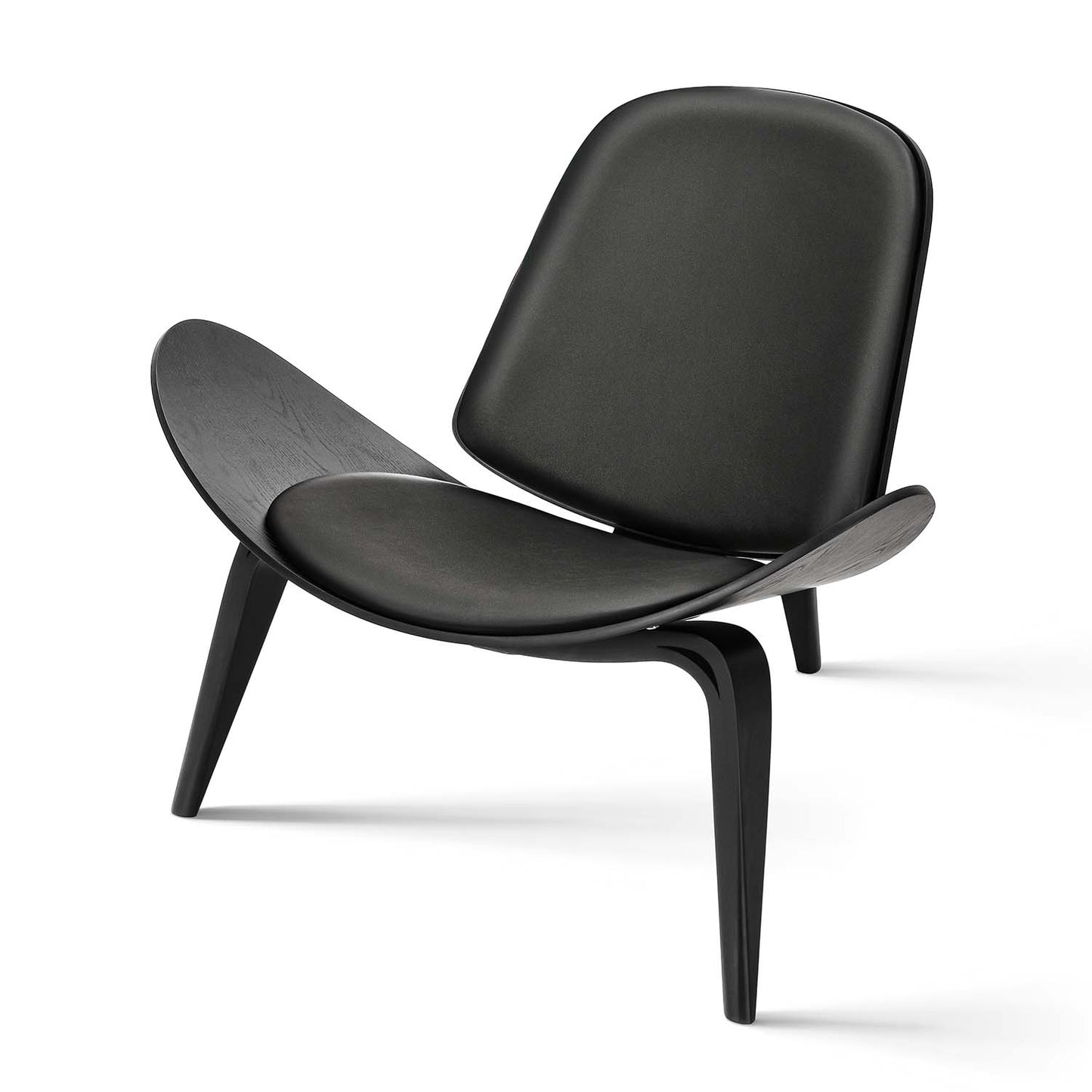 Nordic Three-Legged Shell Chair Faux Leather Armchair for Living Room Office Furniture