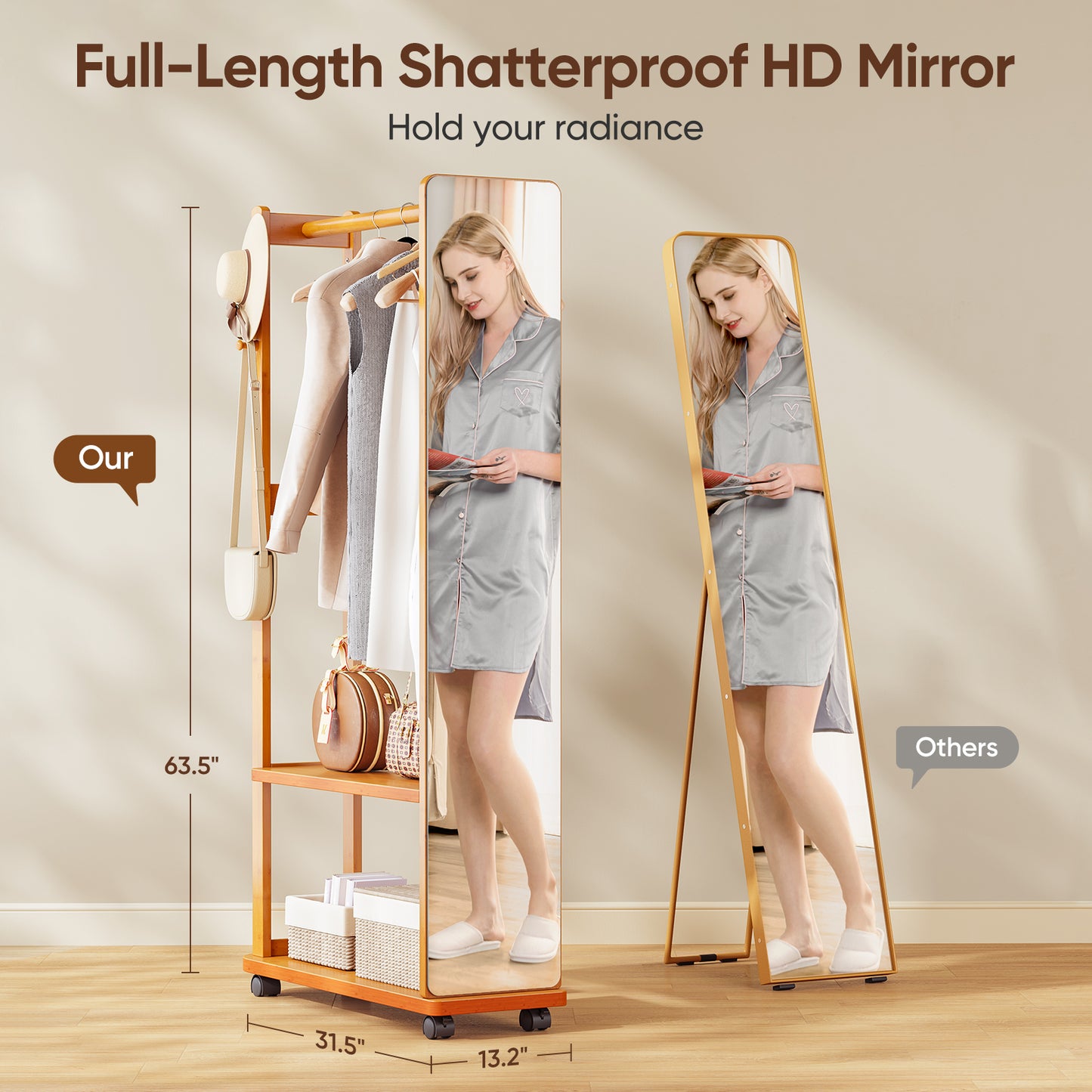 5-in-1 Full-Length Mirror Stand