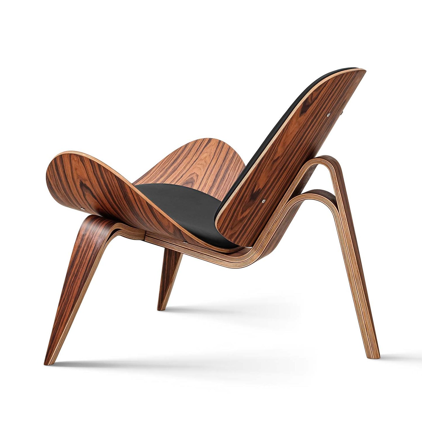 Nordic Three-Legged Shell Chair Faux Leather Armchair for Living Room Office Furniture