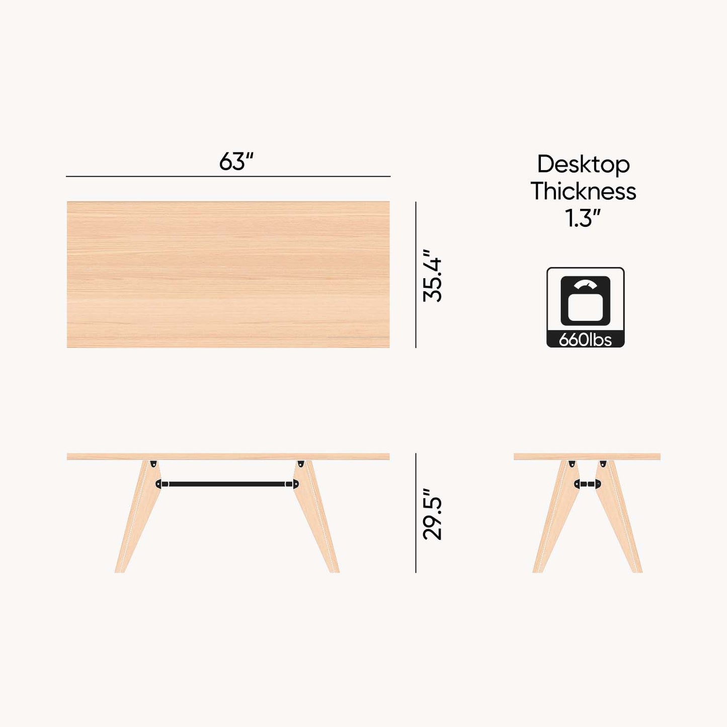 63 inch Modern Dining Table for Kitchen Dining Room