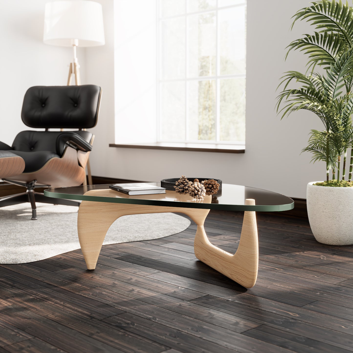 Noguchi Coffee Triangle Glass Table