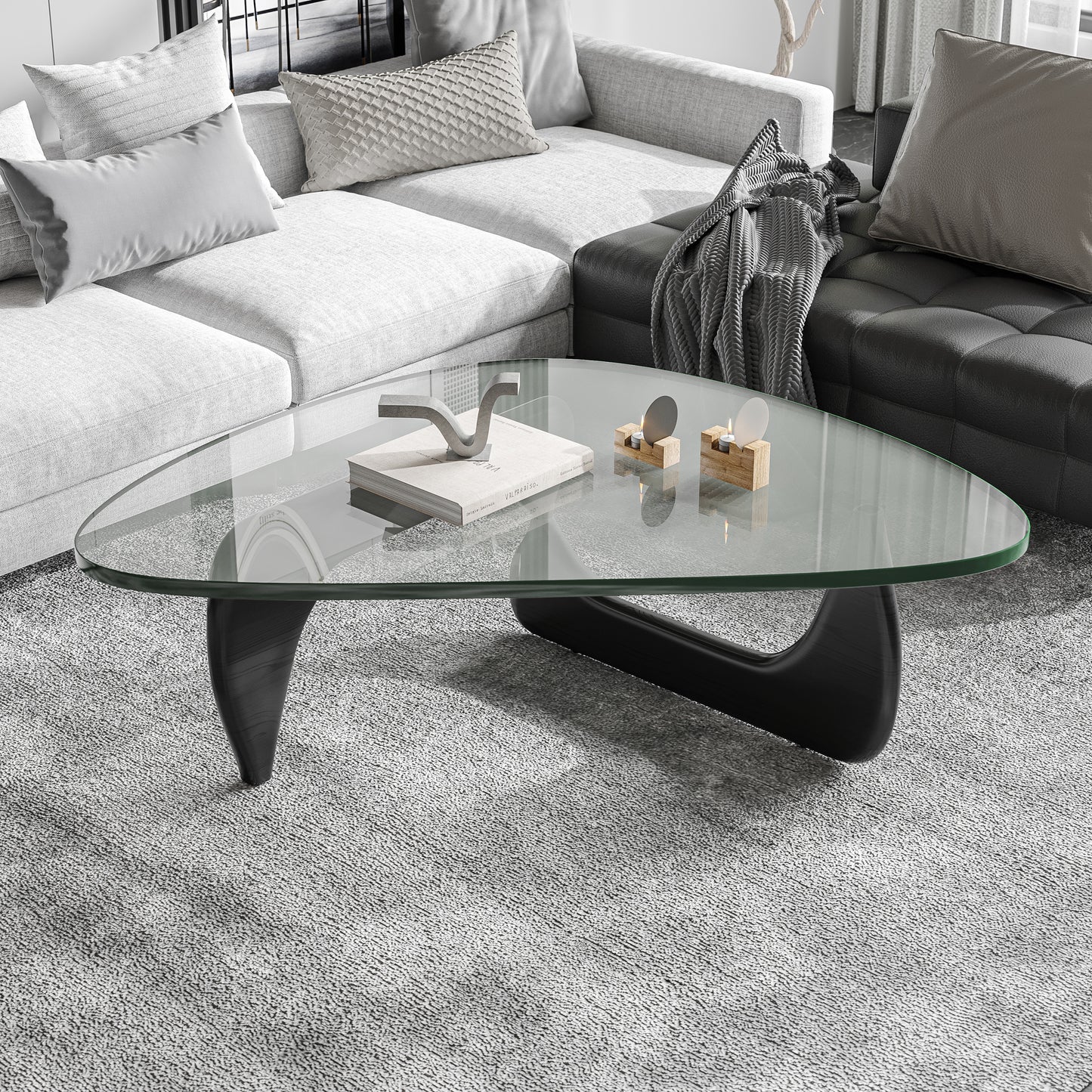 Noguchi Coffee Triangle Glass Table