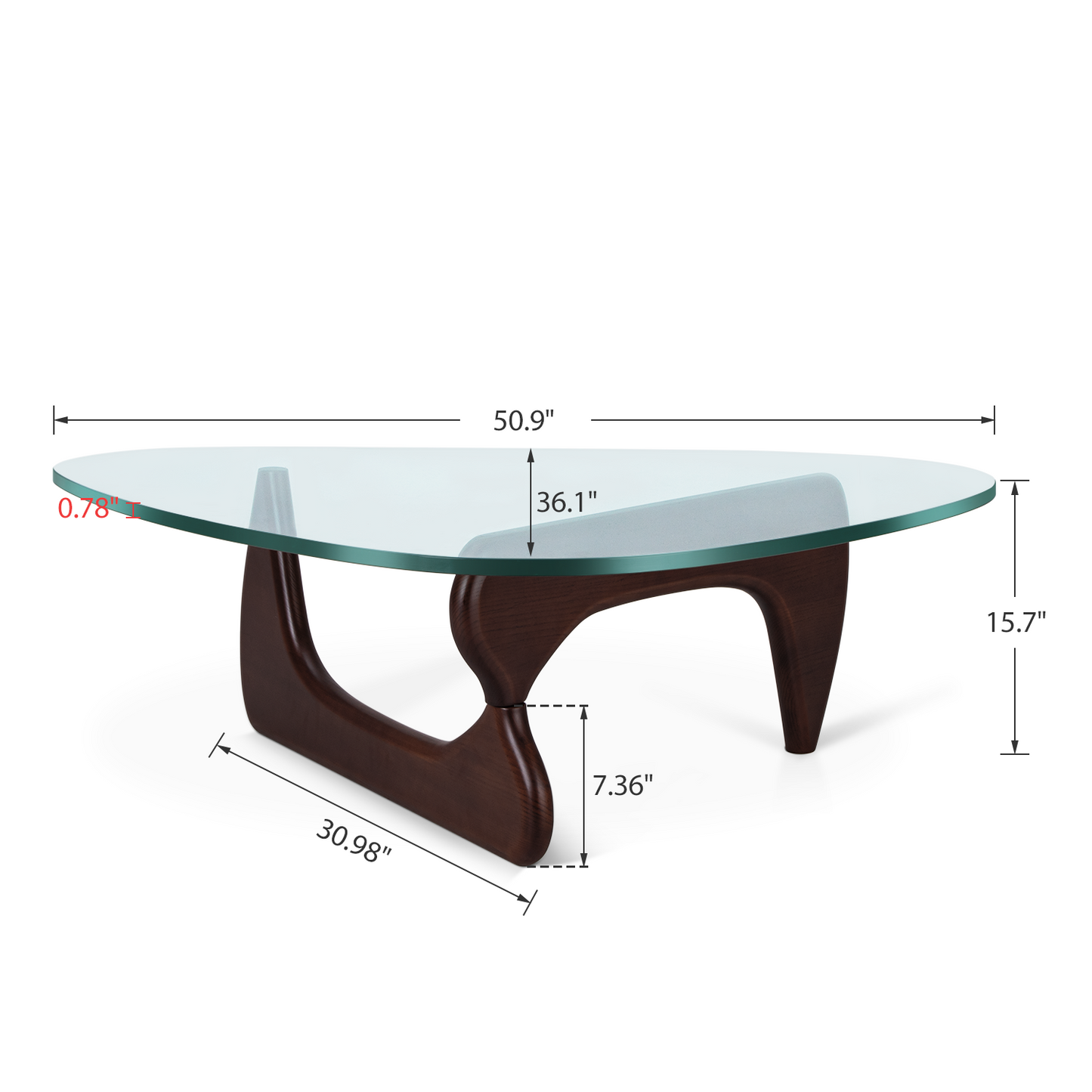 Noguchi Coffee Triangle Glass Table