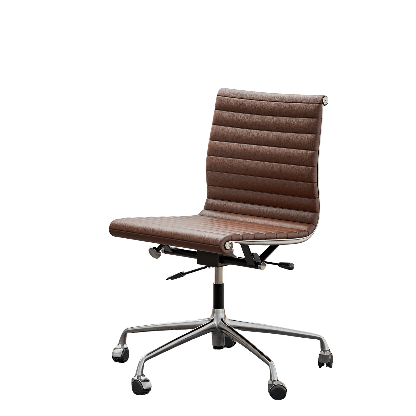 Ribbed Genuine Leather Armless Executive Swivel Eames office chair
