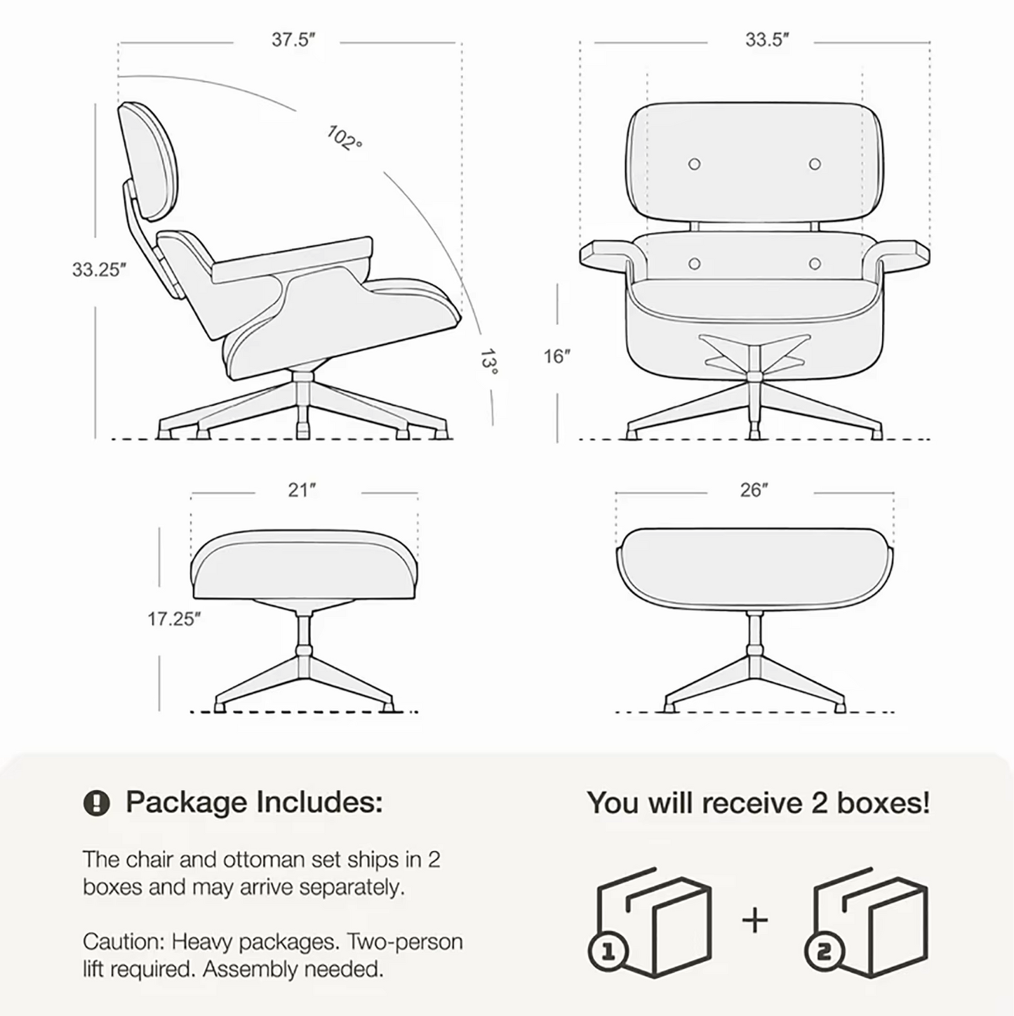 Replica Top Grain Leather Eames Lounge Chair With Ottoman (Premier Tall Version)