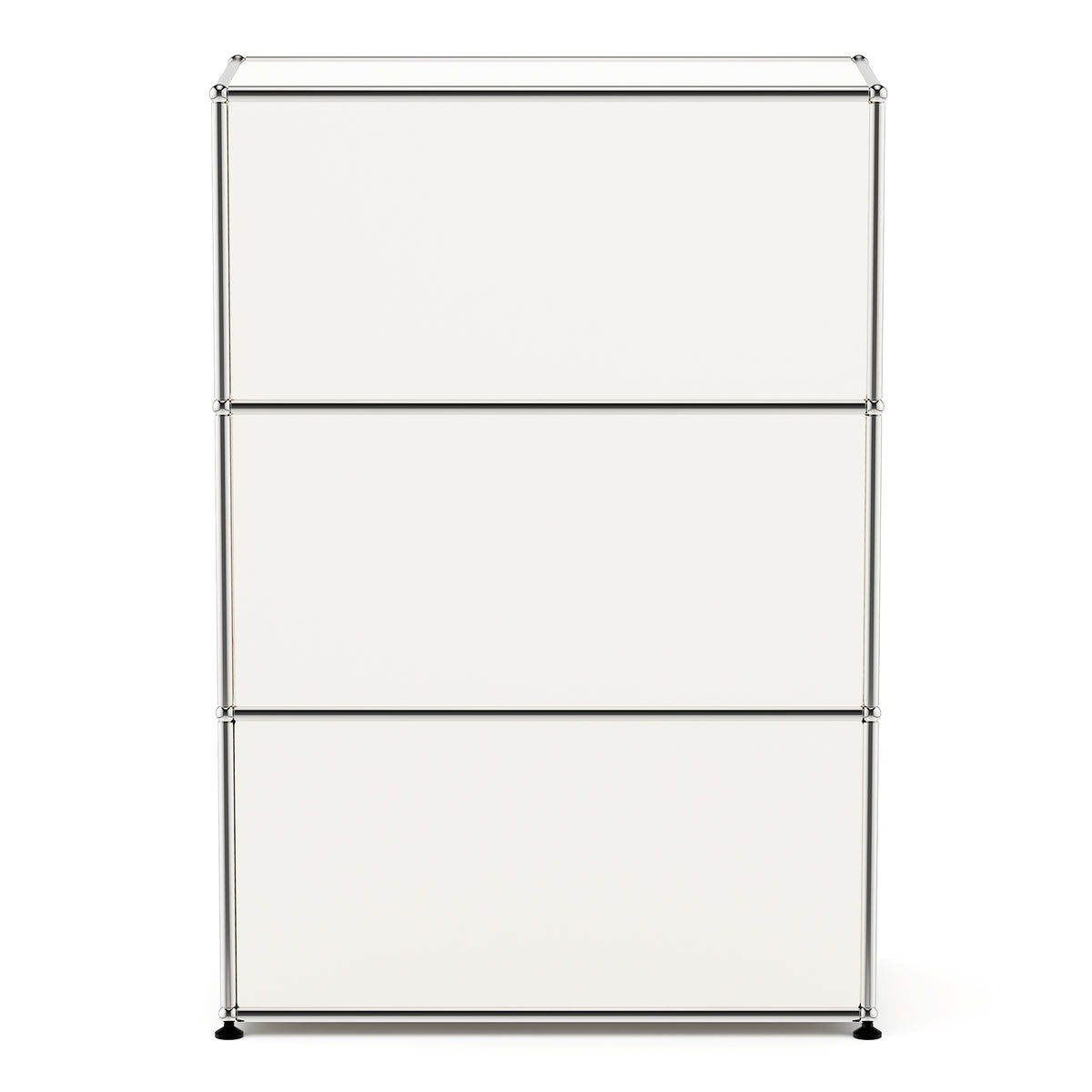 White USM Haller Style Modular Storage Cabinet – 3-Tier Chrome Frame Cabinet
