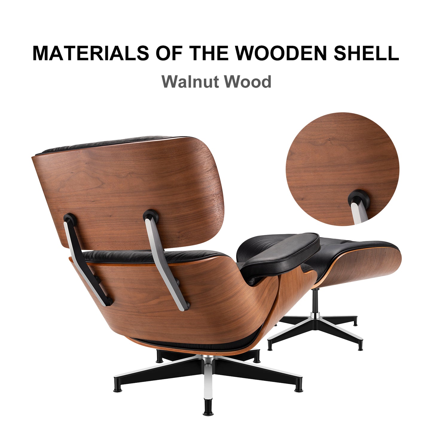 Replica Top Grain Leather Eames Lounge Chair With Ottoman (Premier Tall Version)