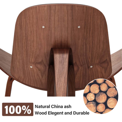 Hans Wegner Shell Chair Black Leather Replica