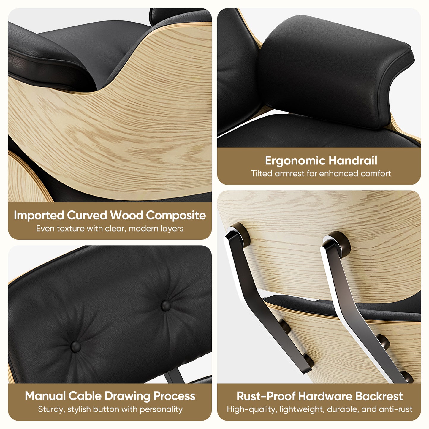Replica Genuine Leather Eames Lounge Chair and Ottoman