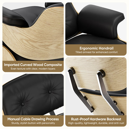 Replica Genuine Leather Eames Lounge Chair and Ottoman