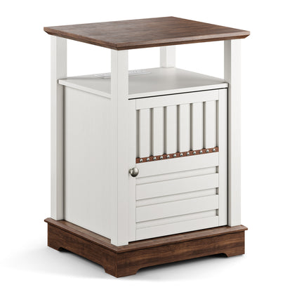 Farmhouse End Table with Charging Station