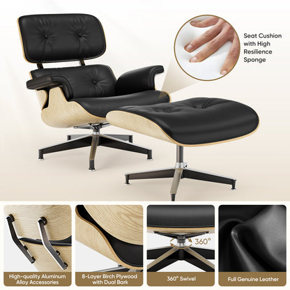 Replica Genuine Leather Eames Lounge Chair and Ottoman