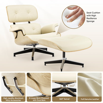 Replica Genuine Leather Eames Lounge Chair and Ottoman