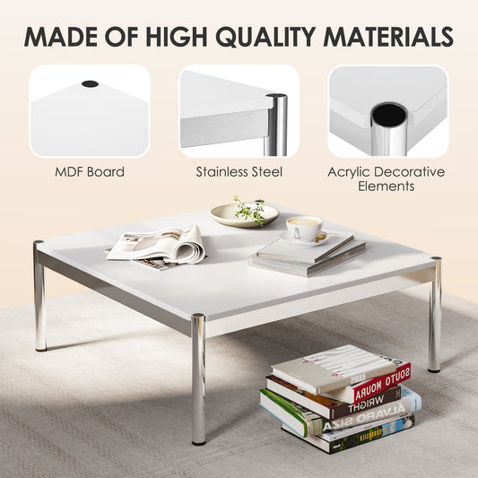 Side Coffee Table With Stainless Steel Base Inspired by USM Haller