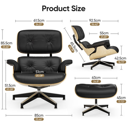 Replica Genuine Leather Eames Lounge Chair and Ottoman