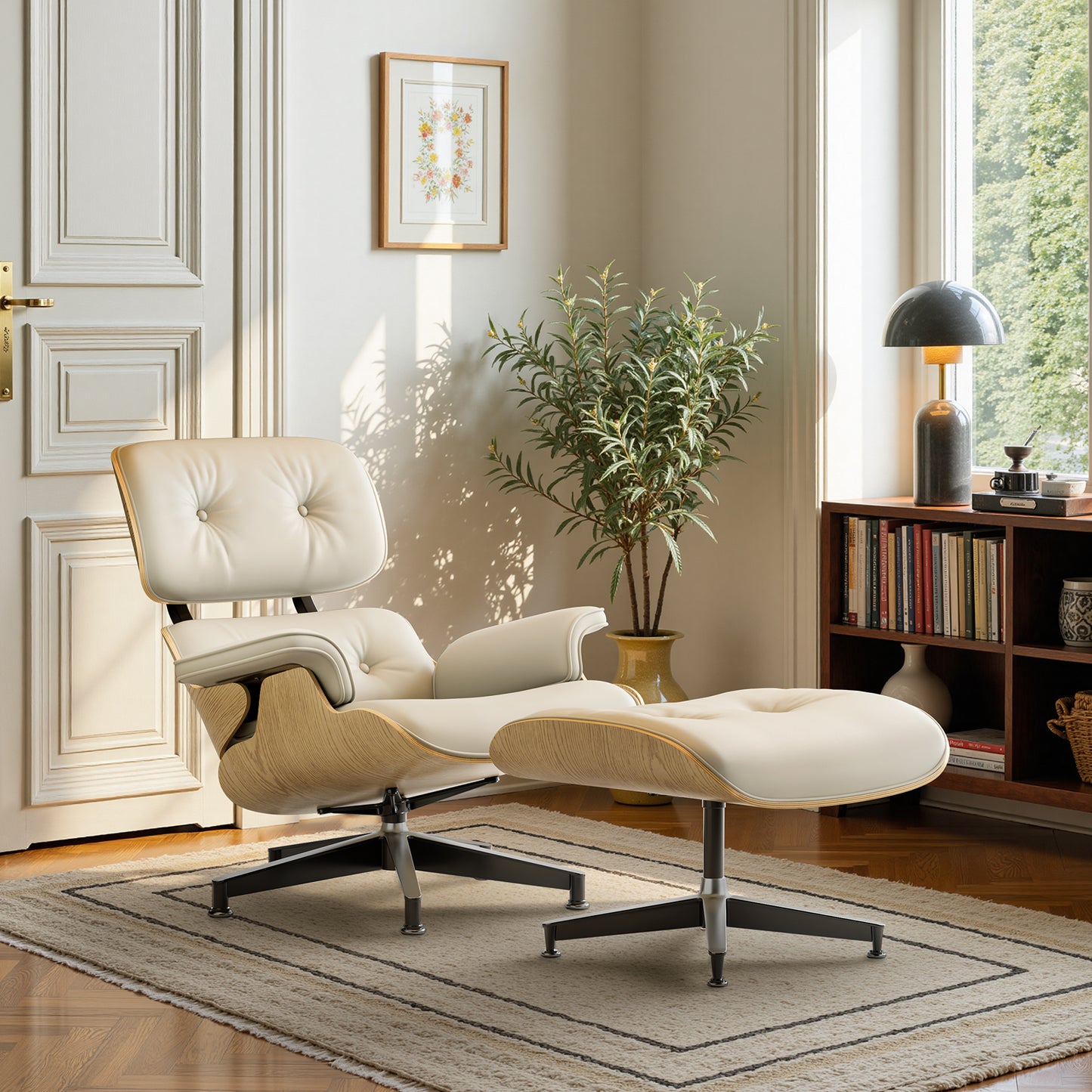 Replica Genuine Leather Eames Lounge Chair and Ottoman