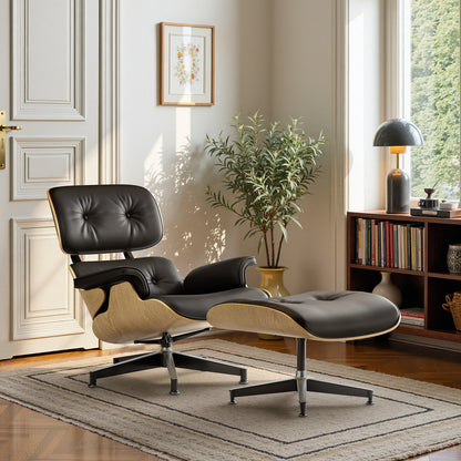 Replica Genuine Leather Eames Lounge Chair and Ottoman