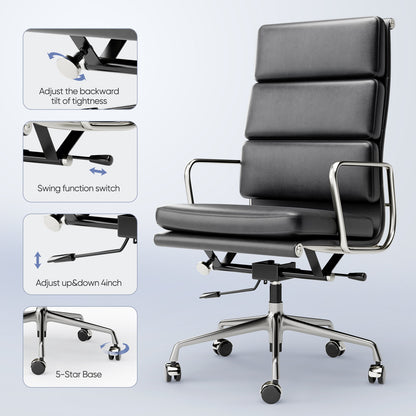 Eames Soft Pad Group Office Chair Genuine Leather Replica