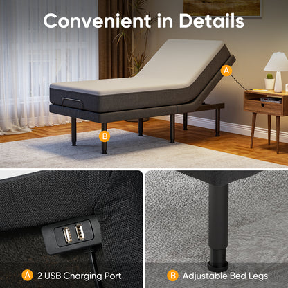 Adjustable Bed Frame TXL Split King Size for Living Room