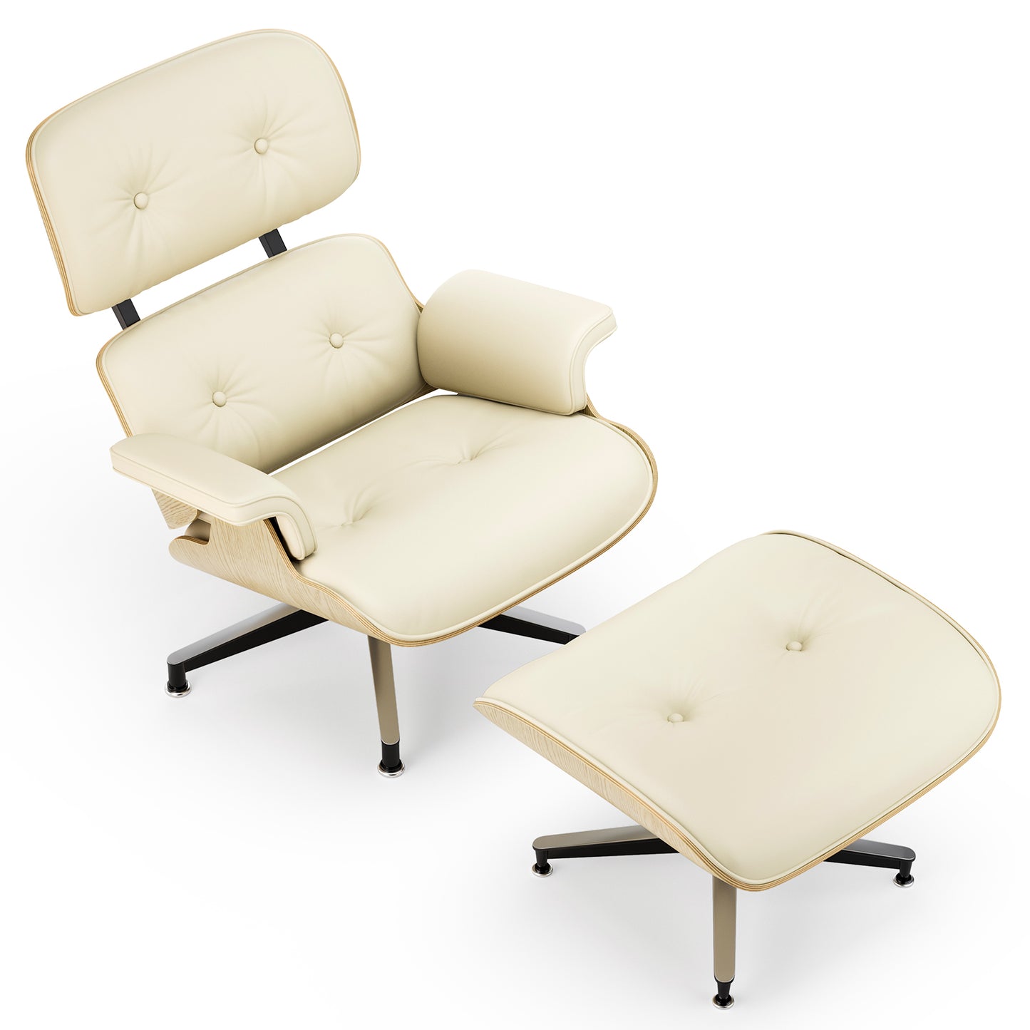 Replica Genuine Leather Eames Lounge Chair and Ottoman