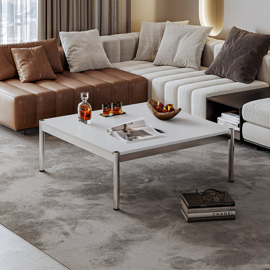 Side Coffee Table With Stainless Steel Base Inspired by USM Haller