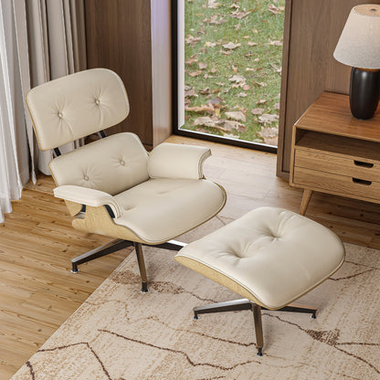 Replica Genuine Leather Eames Lounge Chair and Ottoman