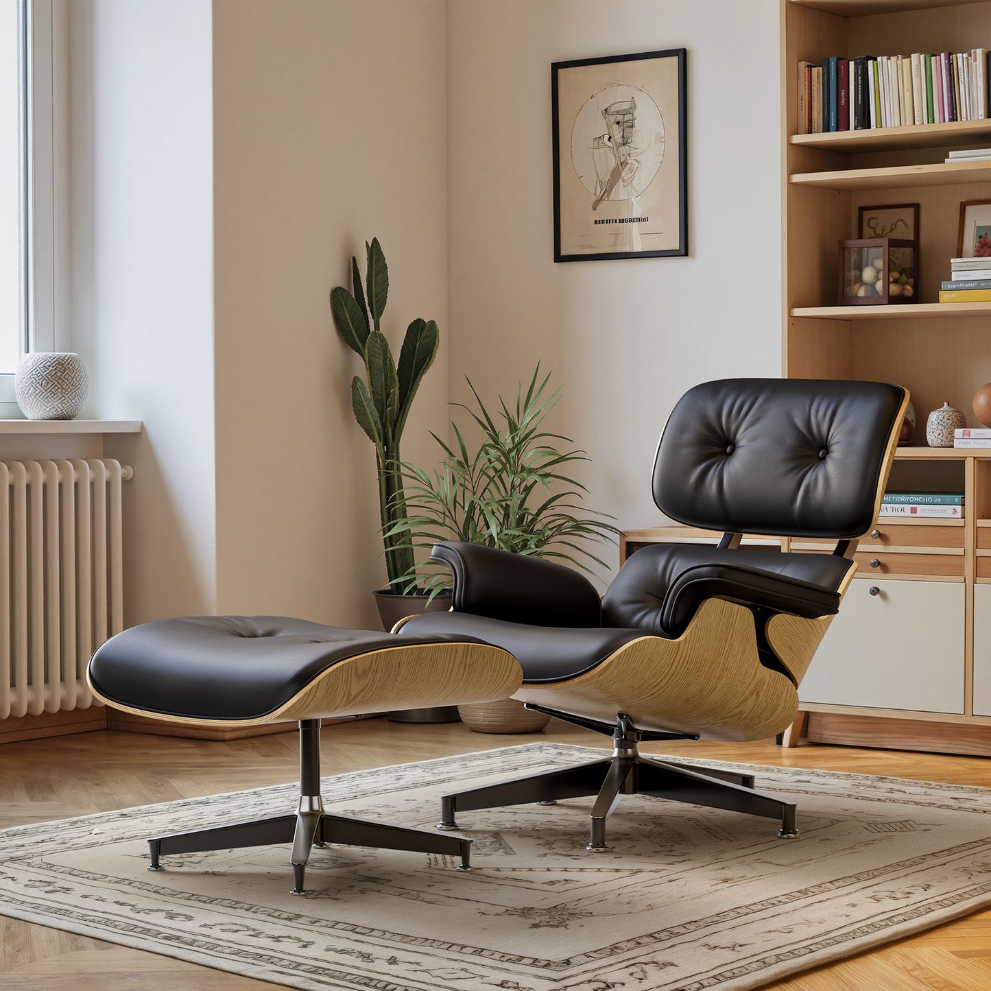 Replica Genuine Leather Eames Lounge Chair and Ottoman