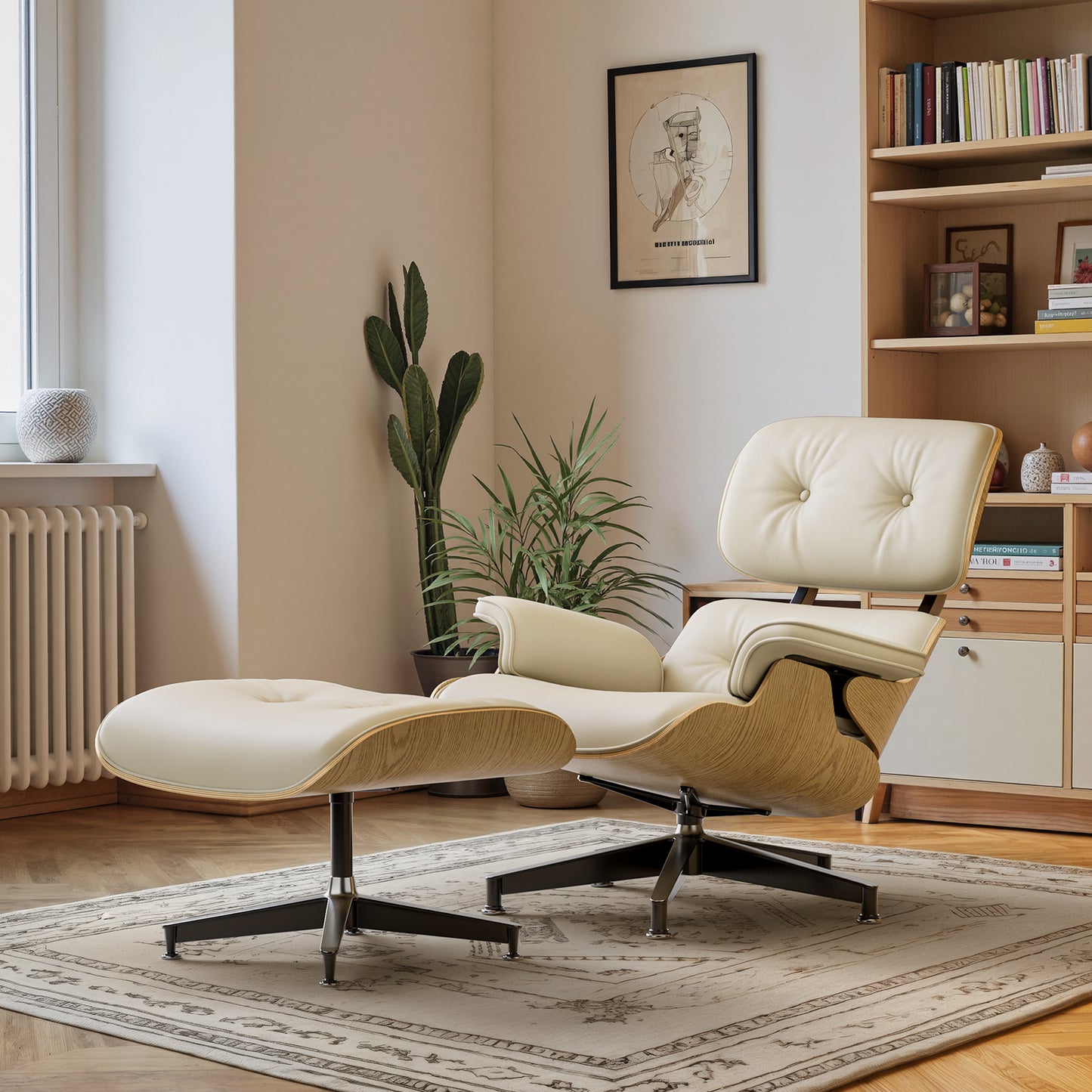 Replica Genuine Leather Eames Lounge Chair and Ottoman