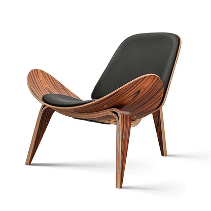 Hans Wegner Shell Chair Black Leather Replica