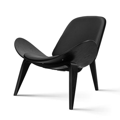 Hans Wegner Shell Chair Black Leather Replica