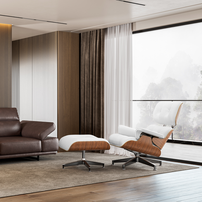 Replica Top Grain Leather Eames Lounge Chair With Ottoman (Premier Tall Version)