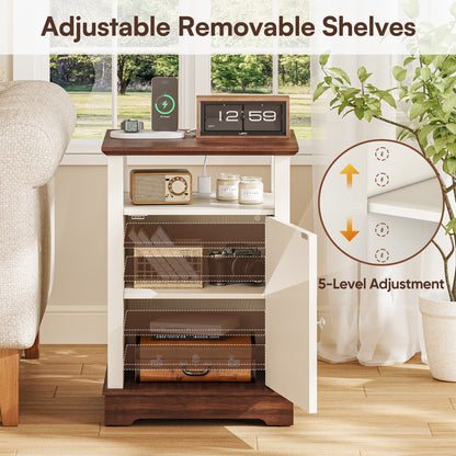 Farmhouse End Table with Charging Station