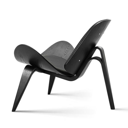 Hans Wegner Shell Chair Black Leather Replica