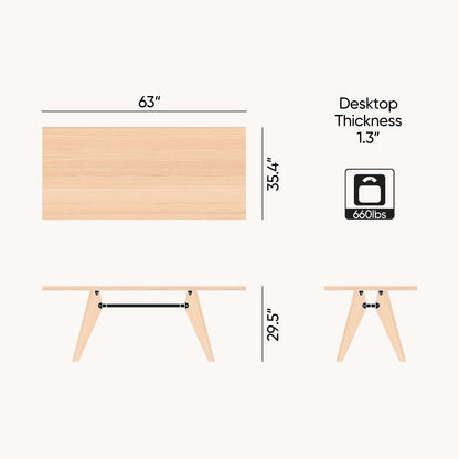 63 inch  Modern Dining Table for Kitchen Dining Room