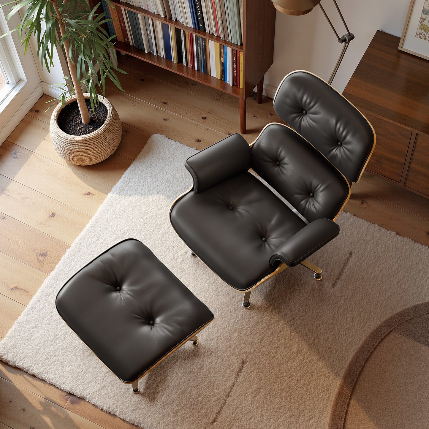 Replica Genuine Leather Eames Lounge Chair and Ottoman