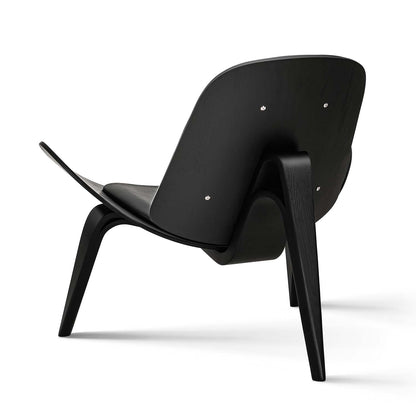 Hans Wegner Shell Chair Black Leather Replica