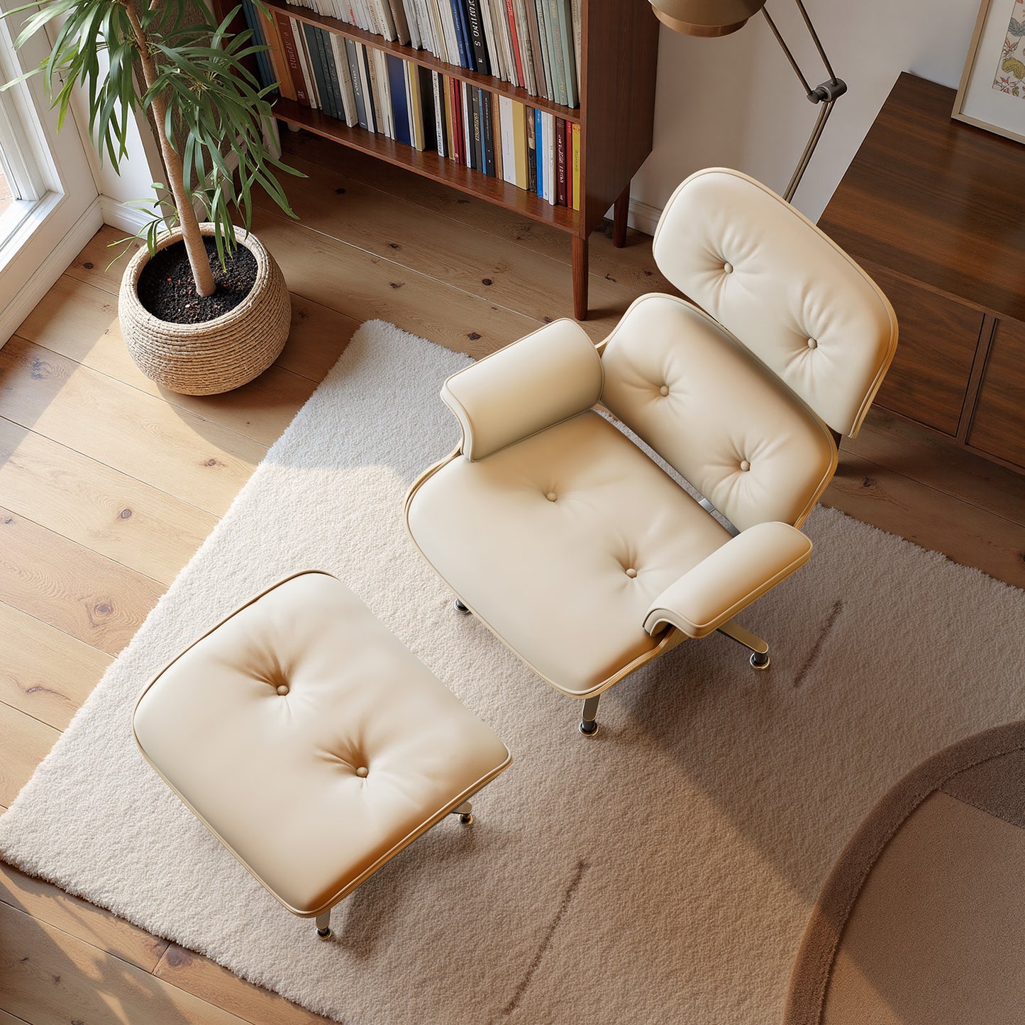 Replica Genuine Leather Eames Lounge Chair and Ottoman