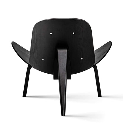 Hans Wegner Shell Chair Black Leather Replica
