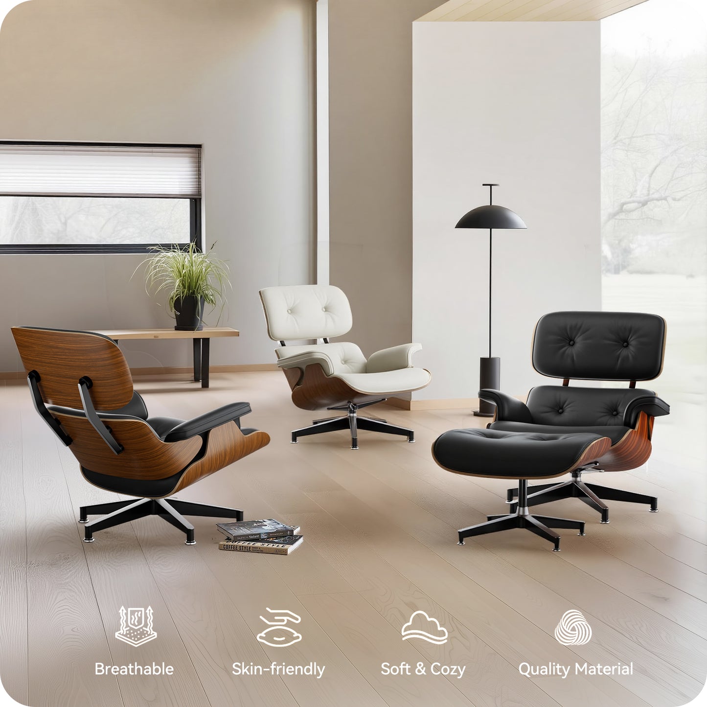 Top Grain Leather Eames Lounge Chair With Ottoman replica (Premier Tall Version) | FHSLIFE