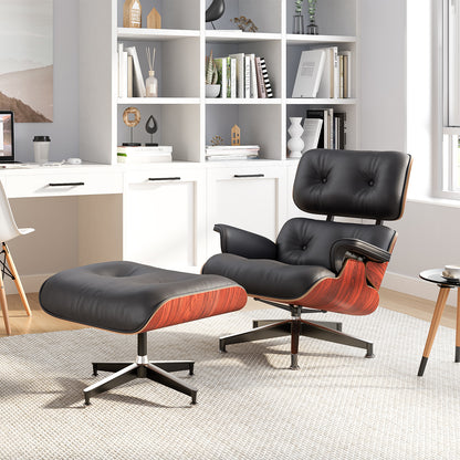 Replica Top Grain Leather Eames Lounge Chair With Ottoman (Premier Tall Version)