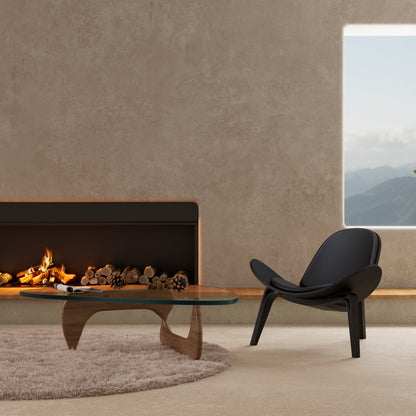 Hans Wegner Shell Chair Black Leather Replica