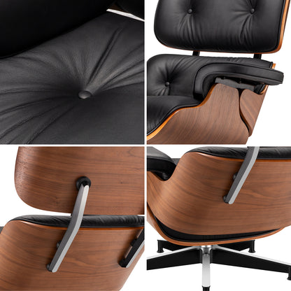Replica Top Grain Leather Eames Lounge Chair With Ottoman (Premier Tall Version)