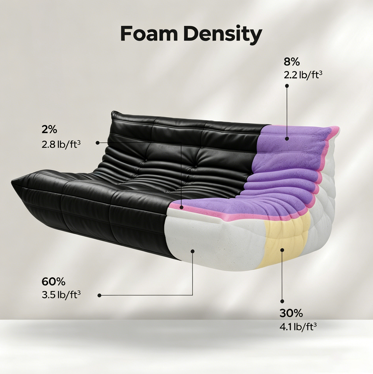 Ligne Roset Togo Sofa Replica – Multi-Seat Microfiber Leather Edition