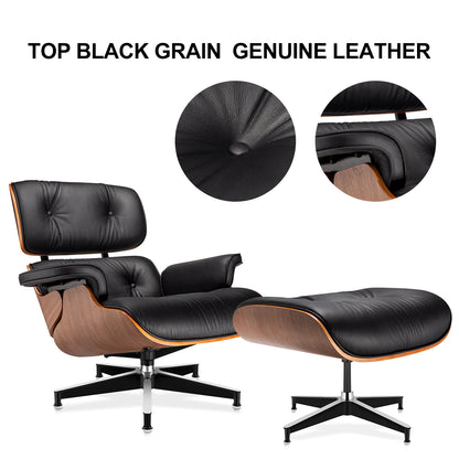 Replica Top Grain Leather Eames Lounge Chair With Ottoman (Premier Tall Version)