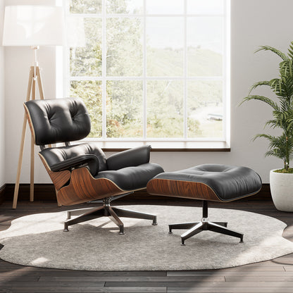 Replica Top Grain Leather Eames Lounge Chair With Ottoman (Premier Tall Version)